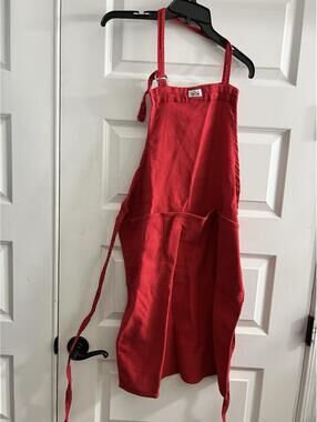 All-Clad Red Chef Kitchen Apron Adjustable Neck Cotton w/ Pockets BBQ Cooking